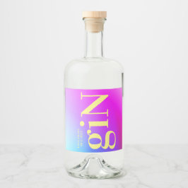Modern Fun Ombre Big Monogram Bold einfaches Gin Alkoholflaschenetikett
