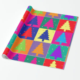 Modern Fun Pop Art Weihnachtsbaumen Umschlagpapier Geschenkpapier