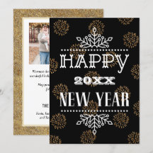 Modern Fun Script Festive Gold Fireworks Foto
