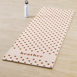 Modern Fun Terracotta Polka Dots Name Yogamatte