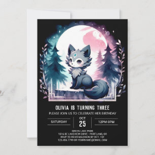 Modern Fun Wolf Birthday Einladung