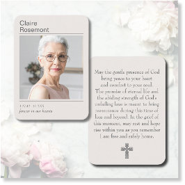 Modern Funeral Cross Photo Prayer Card  Visitenkarte