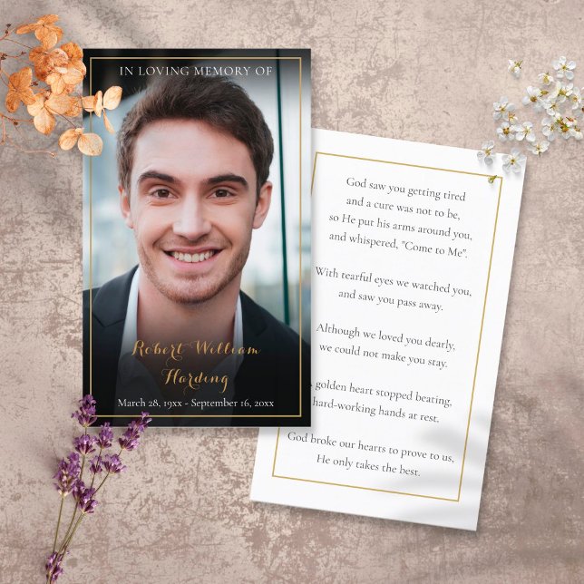 Modern Funeral Memorial Photo Prayer Cards Visitenkarte (Von Creator hochgeladen)