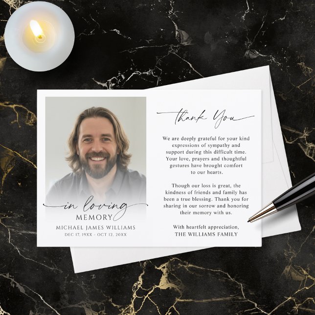 Modern Funeral Photo Thank You In Loving Memory Dankeskarte (Von Creator hochgeladen)