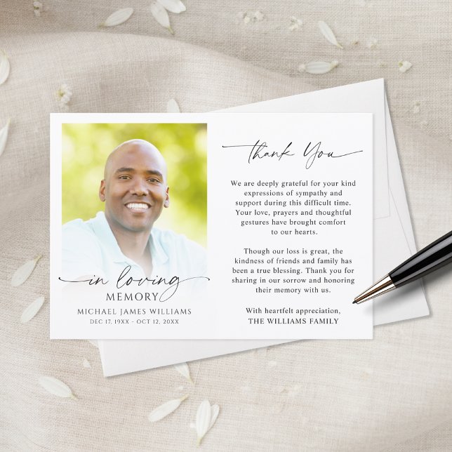 Modern Funeral Thank You In Loving Memory Photo Dankeskarte (Von Creator hochgeladen)