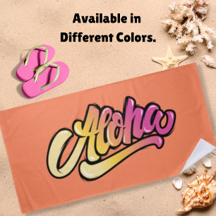Modern funky Koralle Verblasstes Orange Aloha Strandtuch