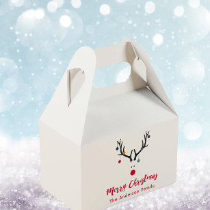 Modern funny abstract Christmas reindeer on white Geschenkschachtel