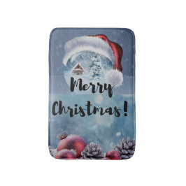 Modern funny cute Christmas reindeer Badematte