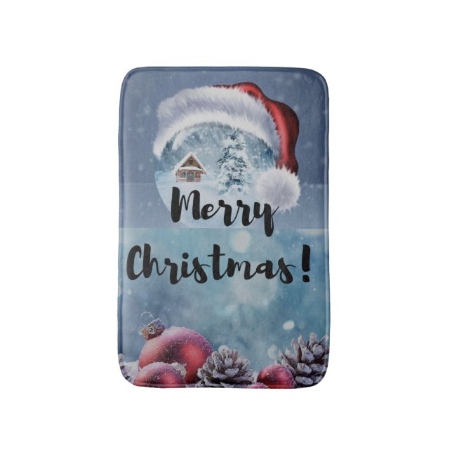 Modern funny cute Christmas reindeer      Badematte (Vorderseite Vertikal)
