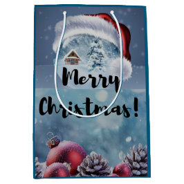 Modern funny cute Christmas reindeer Mittlere Geschenktüte