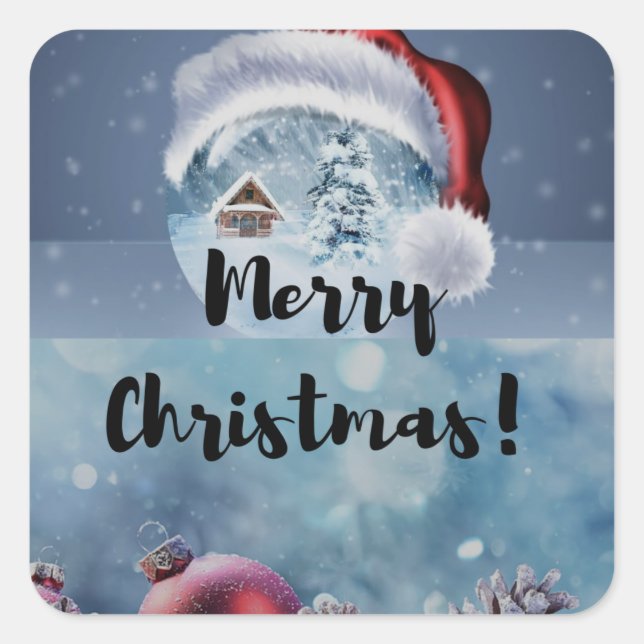 Modern funny cute Christmas reindeer      Quadratischer Aufkleber (Vorderseite)