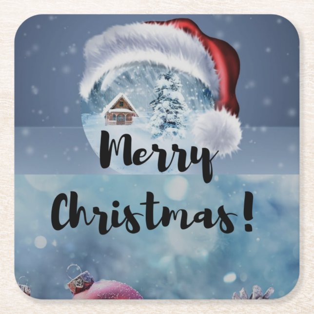 Modern funny cute Christmas reindeer      Rechteckiger Pappuntersetzer (Vorderseite)