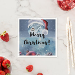 Modern funny cute Christmas reindeer Serviette