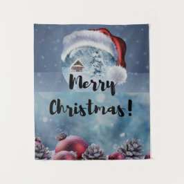 Modern funny cute Christmas reindeer Wandteppich