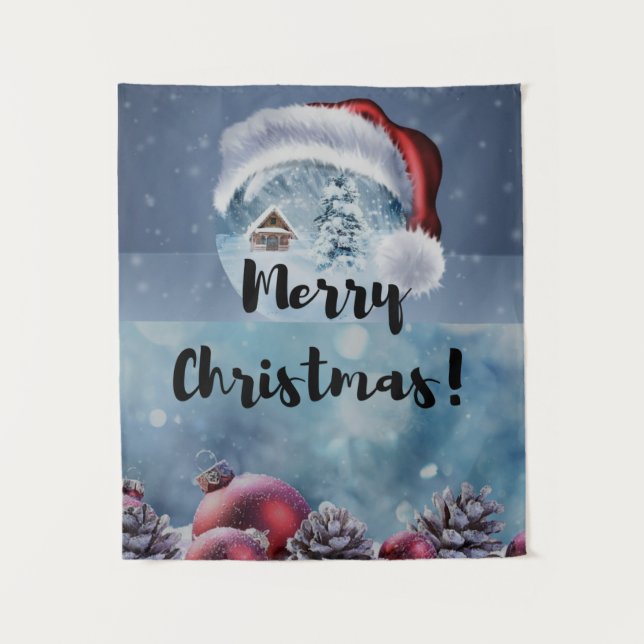 Modern funny cute Christmas reindeer      Wandteppich (Vorderseite)