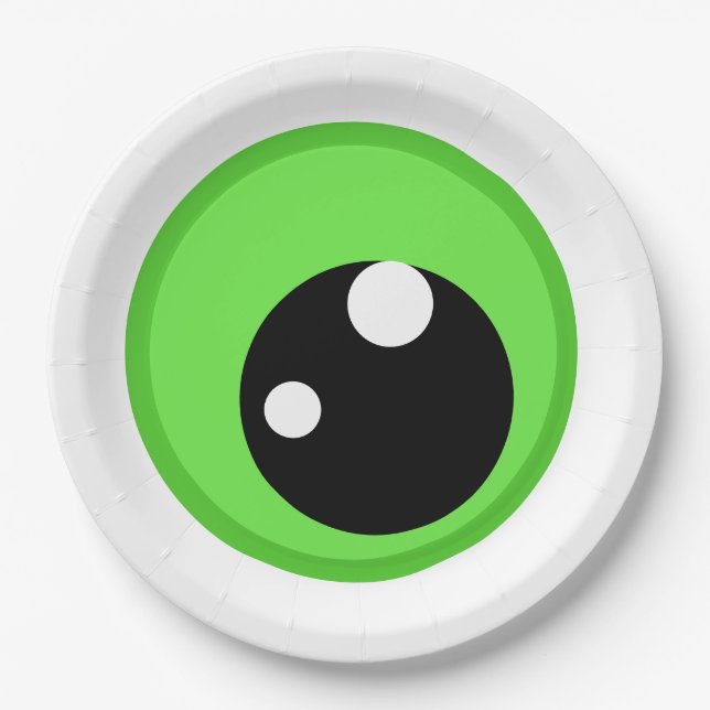 Modern Funny Green Evil Eye Birthday Pappteller (Vorderseite)