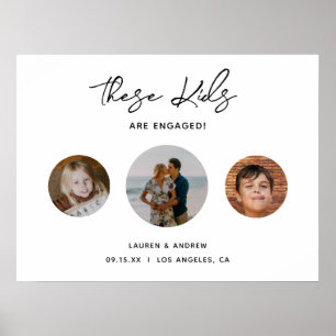 Modern Funny Kids Foto Engagement Party-Zeichen Poster