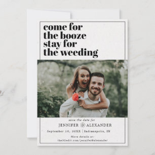 Modern Funny kommt für das Booze Quote Foto Save The Date