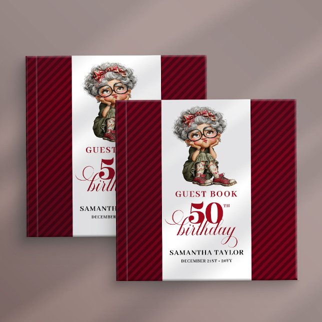 Modern Funny Lady 50th Birthday Humor Cartoon Book Gästebuch (Modern Funny Lady 50th Birthday Humor Cartoon Guest Book

)