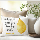 Modern Funny Lemon Yellow Zitat Dekokissen<br><div class="desc">Modern Funny Lemon Yellow Zitat</div>