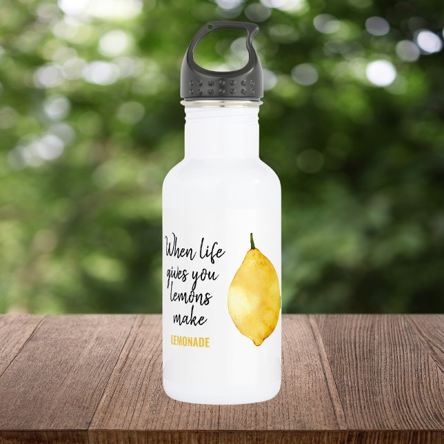 Modern Funny Lemon Yellow Zitat Edelstahlflasche (Von Creator hochgeladen)