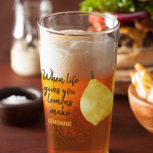 Modern Funny Lemon Yellow Zitat Glas