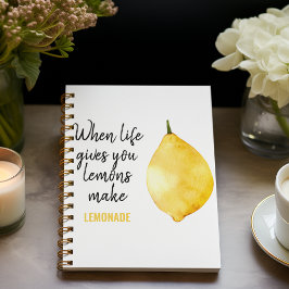 Modern Funny Lemon Yellow Zitat Notizbuch