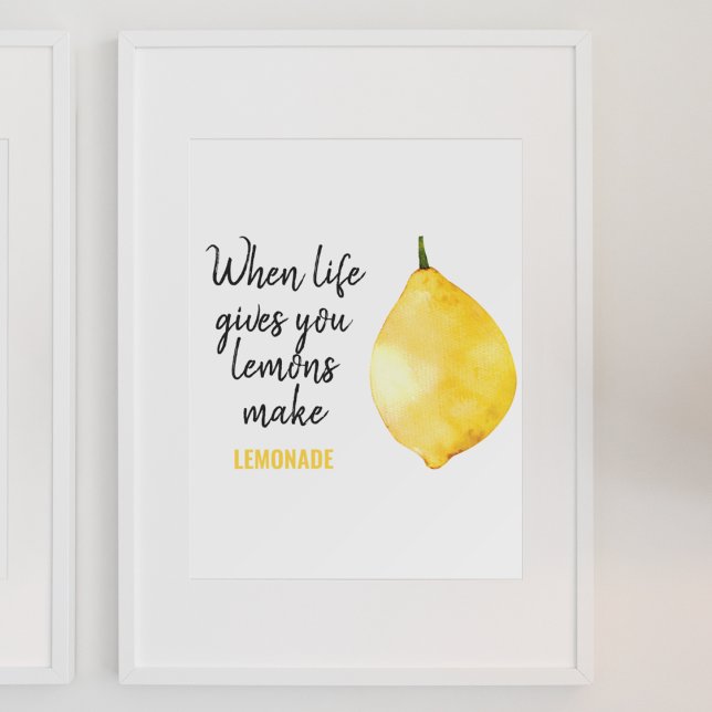 Modern Funny Lemon Yellow Zitat Poster (Von Creator hochgeladen)
