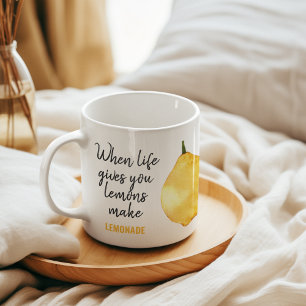 Modern Funny Lemon Yellow Zitat Zweifarbige Tasse