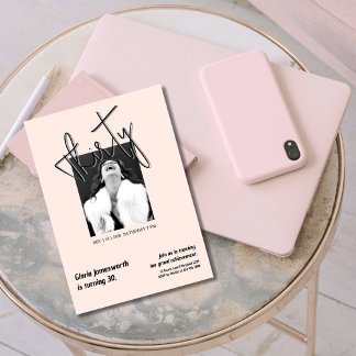 Modern Funny Light Pink Foto 30. Geburtstag  Einladung