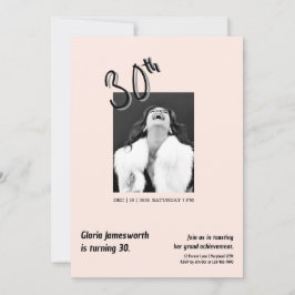 Modern Funny Light Pink Foto zum 30. Geburtstag Einladung