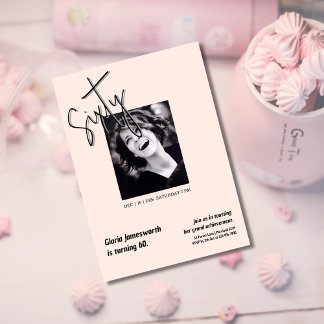 Modern Funny Light Pink Photo 60th Birthday  Einladung