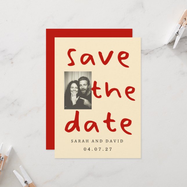 Modern Funny Minimal Photo Einladung (Vorderseite/Rückseite Beispiel)