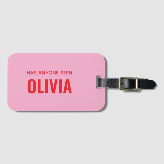 Modern Funny Monogram Personalisiert Name Gepäckanhänger (Vorderseite (Horizontal))