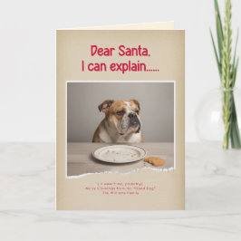 Modern Funny Pet Photo Christmas Holiday Folded Karte