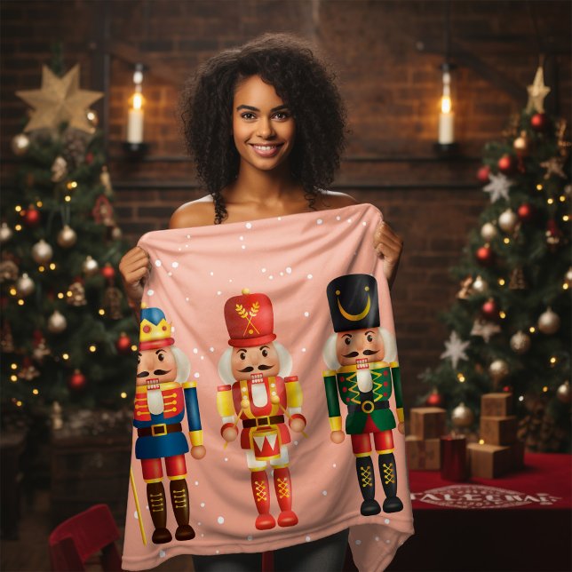 Modern Funny Unique Nutcracker Pink Weihnachten Sherpadecke (Von Creator hochgeladen)