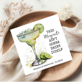 Modern Funny Watercolor Margarita Personalisiert Serviette