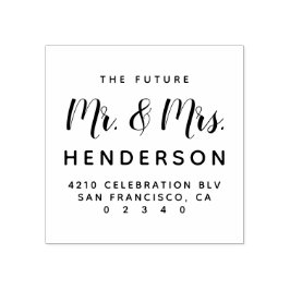 Modern Future Mr. & Mrs. Script Rücksendeadresse Gummistempel