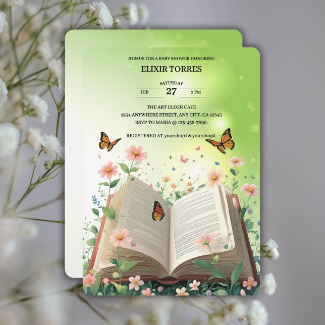 Modern Garden Storybook Floral Baby Dusche Einladung (Von Creator hochgeladen)