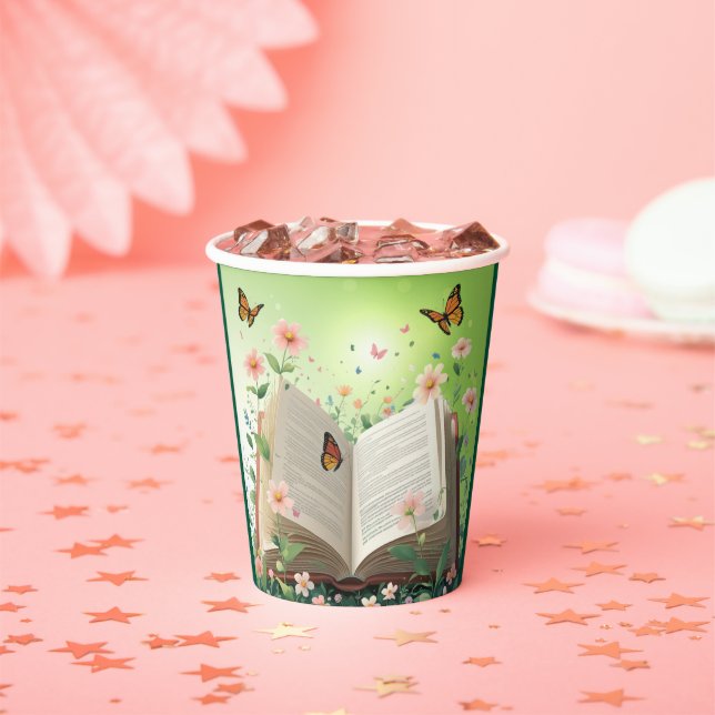 Modern Garden Storybook Floral Baby Dusche Pappbecher (Insitu)