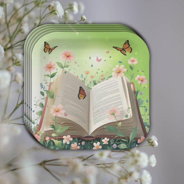 Modern Garden Storybook Floral Baby Dusche Pappteller (Von Creator hochgeladen)