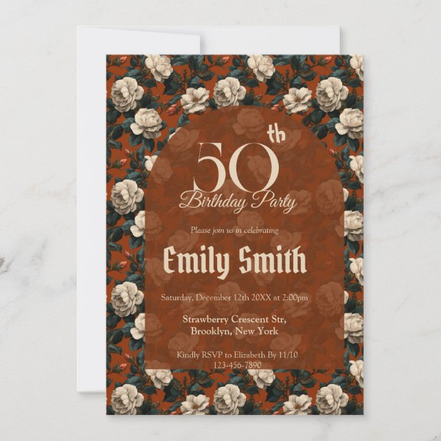 Modern Gardenias Petal Mom’S Birthday Einladung (Vorderseite)