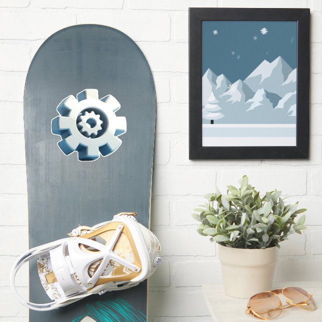 Modern Gear Icon Aufkleber (Snowboard)