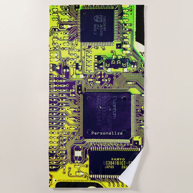 Modern gedruckte Leiterplatten - Design Name Geeky Strandtuch (Vorderseite)