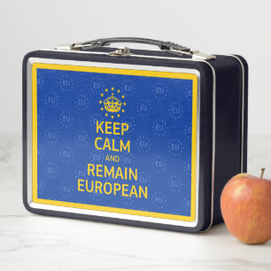 Modern Gelb Blau Keep Calm Krone Europa Vektor Metall Brotdose