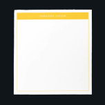 Modern Gelb, einfach, Name Notizblock<br><div class="desc">Modernes Minimalistisches Notepad mit Name. Dieses einfache Design zeichnet sich durch Ihren Namen oben aus,  gerahmt durch einen hellgelben Farbblock und einen zarten Rahmen.</div>