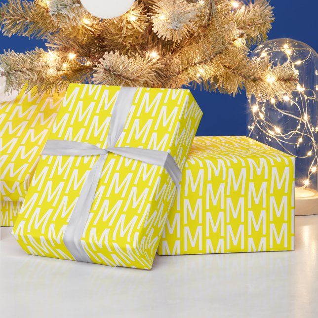 Modern gelb-weiß-Muster Geschenkpapier (Feiertage)