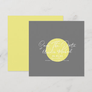Modern Gelber Mond Grau  Save the Date Karte