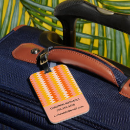 Modern gelbes, oranges und weißes Zick-Zack-Muster Gepäckanhänger