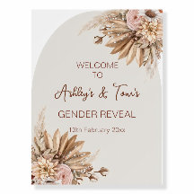 Modern Gender Reveal Willkommensschild, Pampas Gra